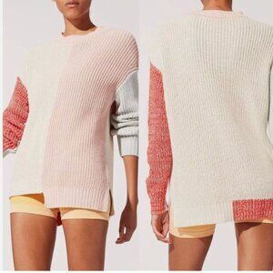 Solid & Striped The Max Asym Pullover Knit Sweater Marled Colorblock Top S NWOT